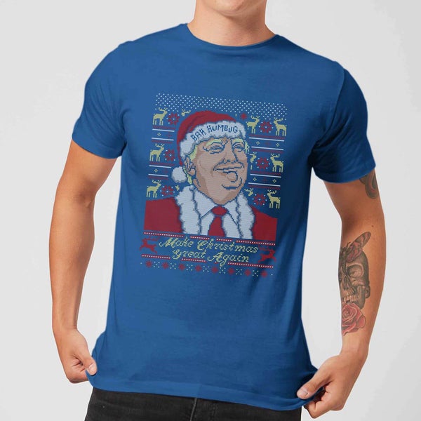 Make Christmas Great Again Donald Trump Men's Christmas T-Shirt - Royal Blue
