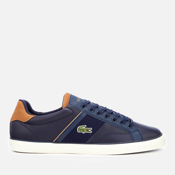 Lacoste Men's Fairlead 119 1 Leather Vulcanised Trainers - Navy/Light Brown