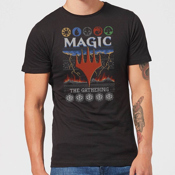 Magic The Gathering Colours Of Magic Knit Men's Christmas T-Shirt - Black