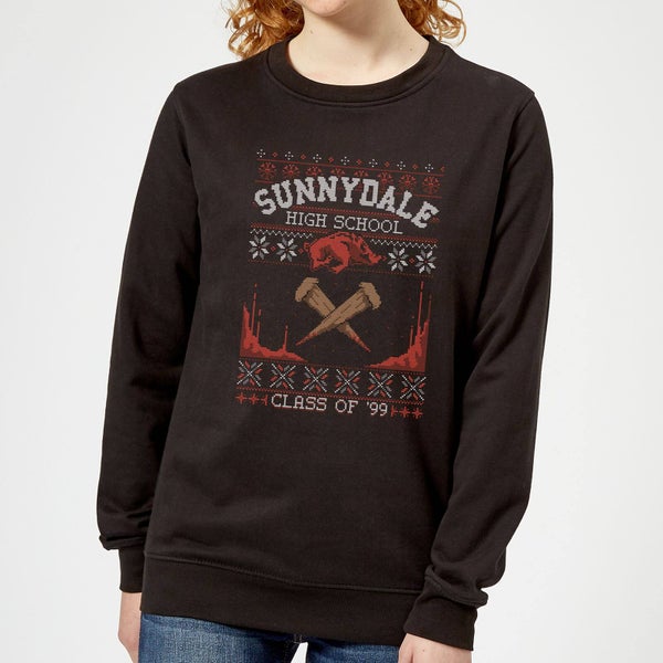 Buffy The Vampire Slayer Sunnydale Pattern Women's Christmas Sweater - Black
