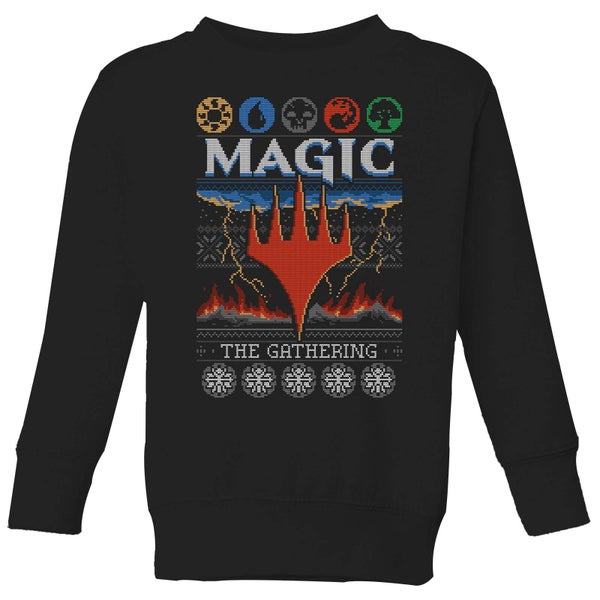 Magic The Gathering Colours Of Magic Knit Kids' Christmas Jumper - Black