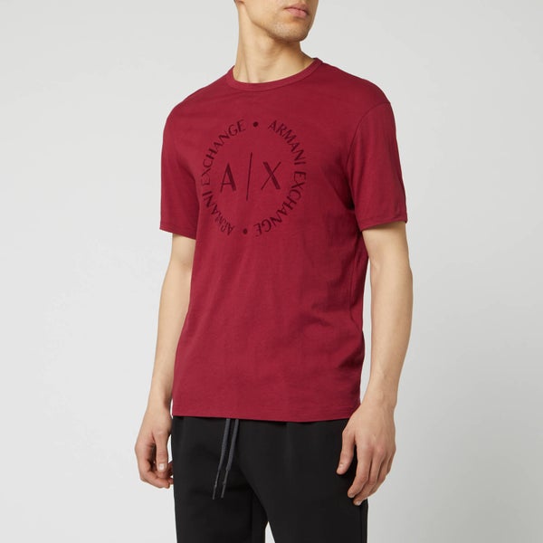 Armani Exchange Men's Round Script Logo T-Shirt - Biking Red