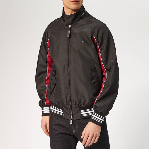 Armani Exchange Men's Colour Detail Blouson Jacket - Black/Biking Red