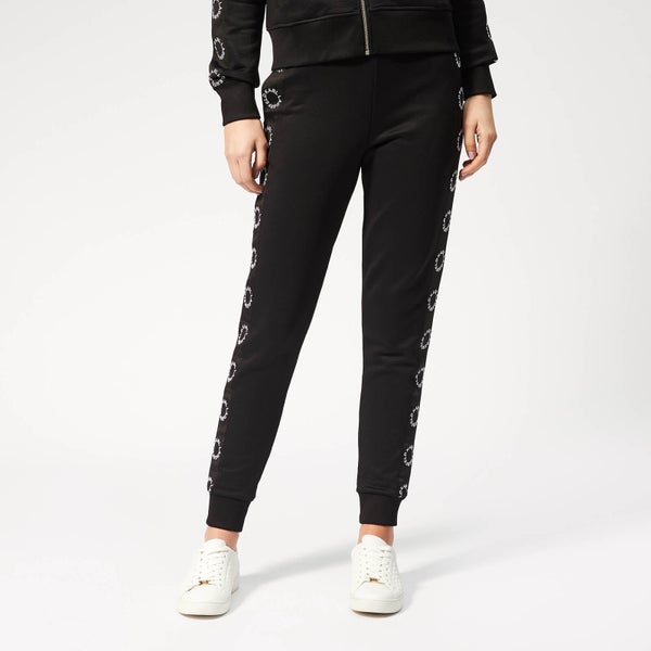 Karl Lagerfeld Women's Sweatpants with Circle Logo Tape - Black