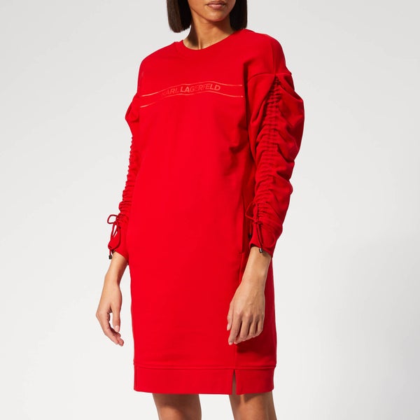 Karl Lagerfeld Women's Logo Sweater Dress with Logo Tape - Barbados Cherry