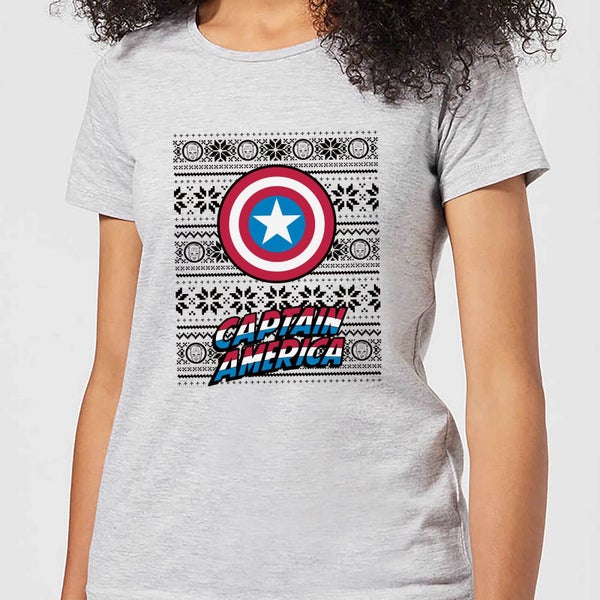 Marvel Captain America Women's Christmas T-Shirt - Grey