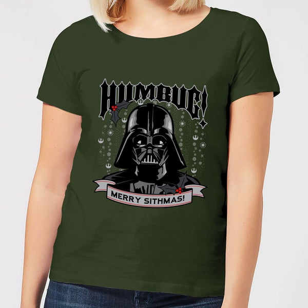 Star Wars Darth Vader Humbug Women's Christmas T-Shirt - Forest Green