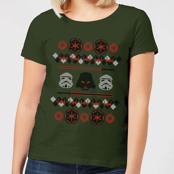 Star Wars Empire Knit Women's Christmas T-Shirt - Forest Green