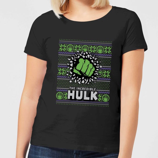Marvel Hulk Punch T-shirt de Noël pour Femme - Noir