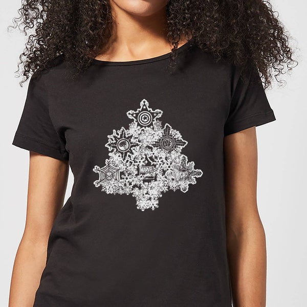 Marvel Shields Snowflakes T-shirt de Noël pour Femme - Noir