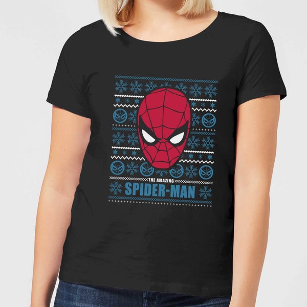 Marvel Spider-Man Damen Weihnachts-T-Shirt - Schwarz