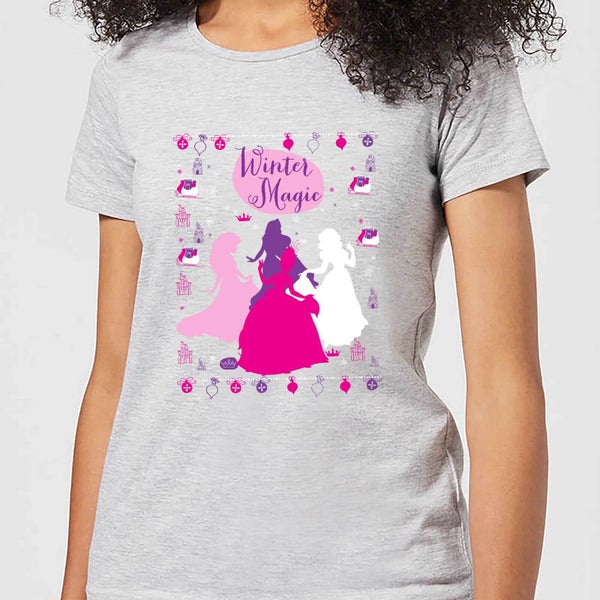 Disney Prinsessen Silhouetten dames kerst t-shirt - Grijs