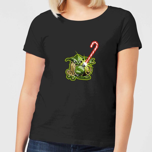 Star Wars Candy Cane Yoda Women's Christmas T-Shirt - Black