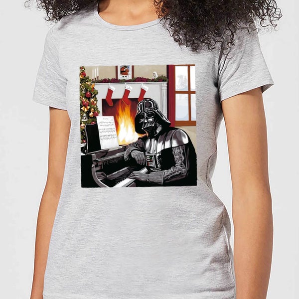Star Wars Darth Vader Piano Player Women's Christmas T-Shirt - Grey