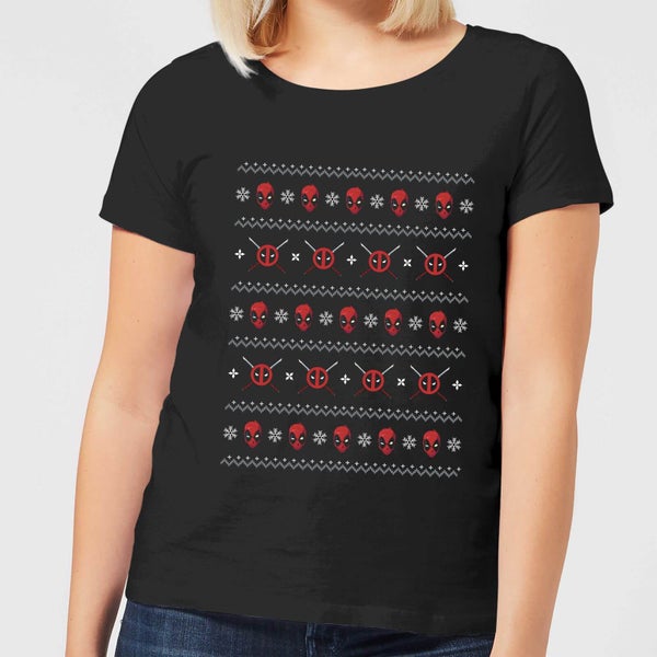 Marvel Deadpool Faces T-shirt de Noël pour Femme - Noir