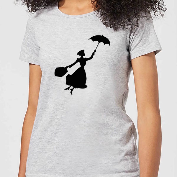 Mary Poppins Flying Silhouette Women's Christmas T-Shirt - Grey