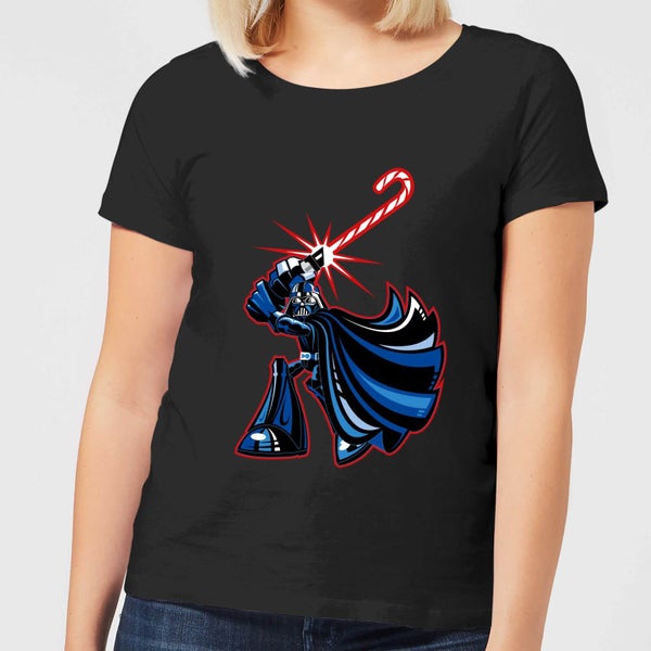 Star Wars Candy Cane Darth Vader Women's Christmas T-Shirt - Black