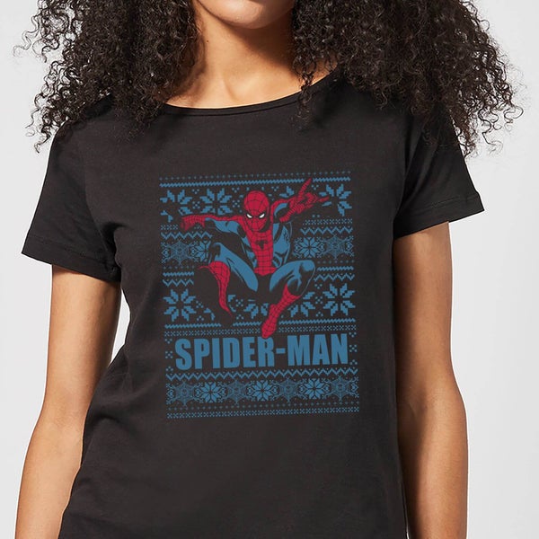 Marvel Spider-Man Damen Weihnachts-T-Shirt - Schwarz