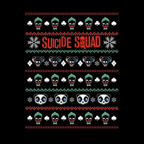 DC Suicide Squad Knit Pattern Sudadera Navideña de Mujer - Negra