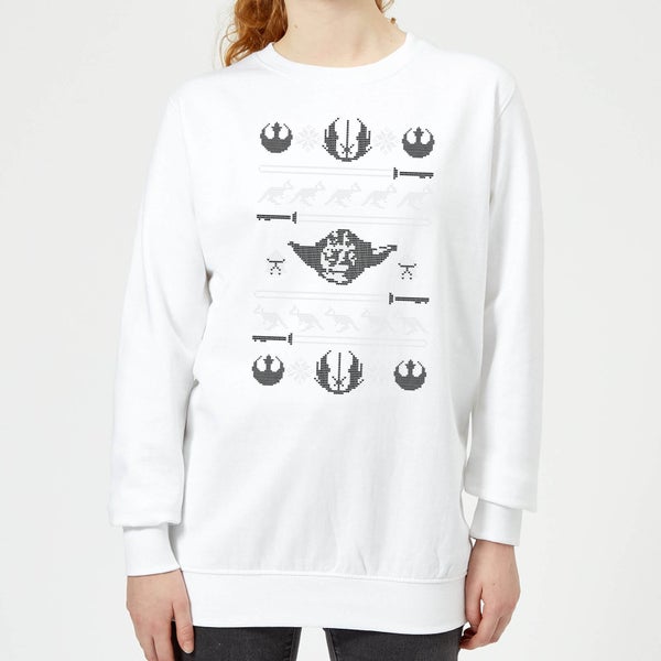Star Wars Yoda Sabre Knit Women's Christmas Jumper - White