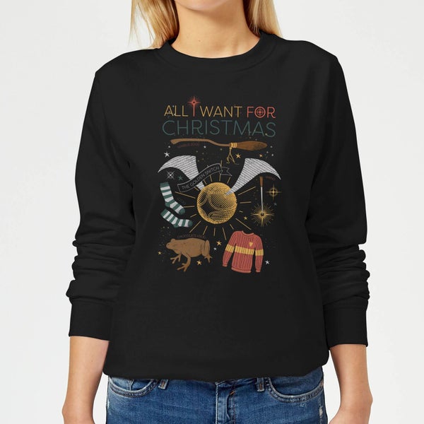 Harry Potter All I Want Women's Christmas Sweater - Black