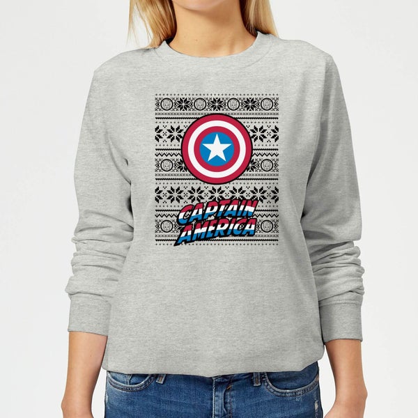 Marvel Captain America Women's Christmas Sweatshirt - Grey
