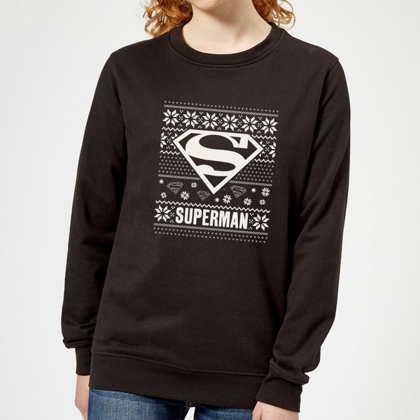 DC Superman Knit Pattern Women's Christmas Sweater - Black