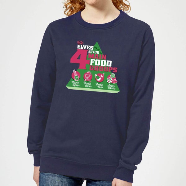 Elf Food Groups Women's Christmas Jumper - Navy