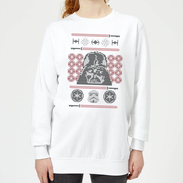 Star Wars Darth Vader Face Knit Women's Christmas Jumper - White