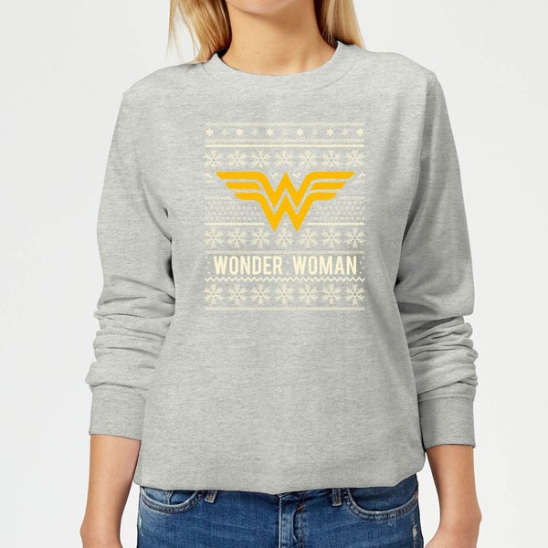 DC Wonder Woman Damen Weihnachtspullover - Grau