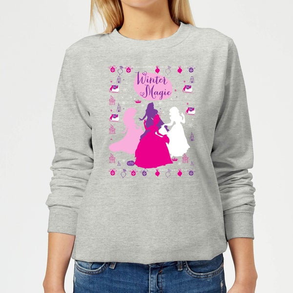 Disney Princess Silhouettes Women's Christmas Sweatshirt - Grey