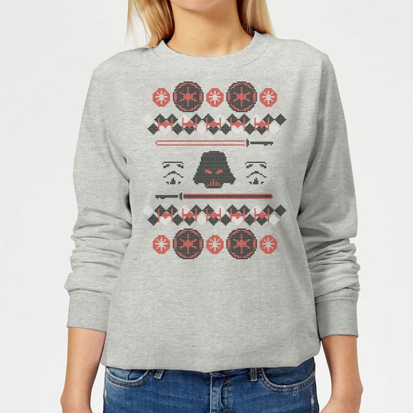 Star Wars Empire Knit Women's Christmas Sweatshirt - Grey