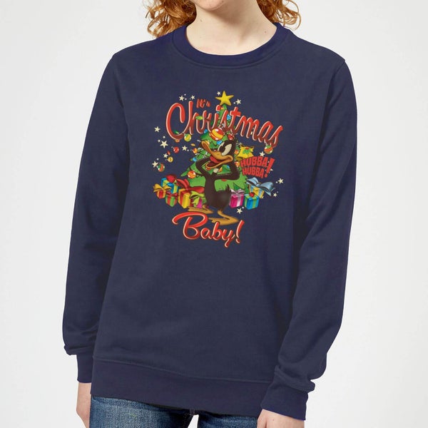 Looney Tunes Its Christmas Baby Women's Christmas Jumper - Navy