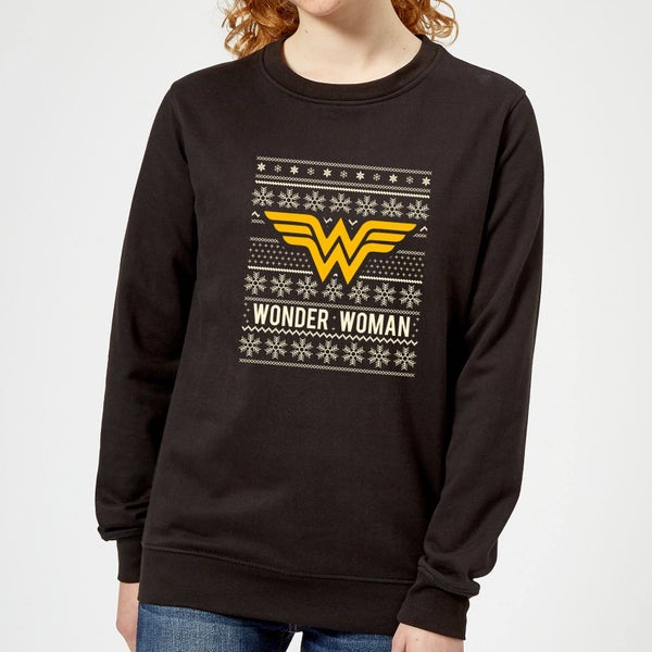 DC Comics Wonder Woman Damen Weihnachtspullover – Schwarz
