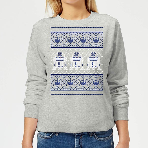 Star Wars R2-D2 Knit Women's Christmas Sweatshirt - Grey