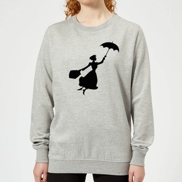 Mary Poppins Flying Silhouette Women's Christmas Sweatshirt - Grey