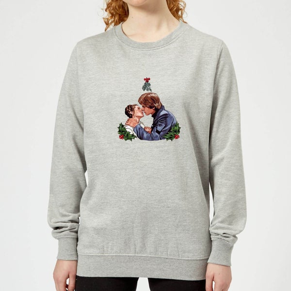 Star Wars Mistletoe Kiss Women's Christmas Sweatshirt - Grey