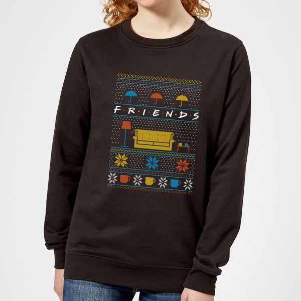 Friends Sofa Knit Women's Christmas Sweater - Black