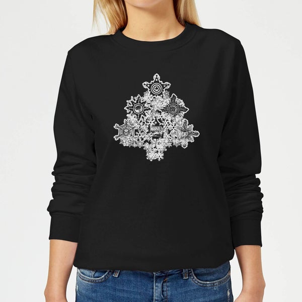 Marvel Shields Snowflakes Women's Christmas Jumper - Black