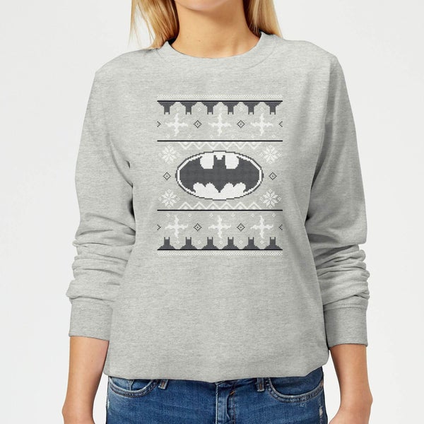 DC Comics Batman Knit Women's Christmas Sweater in Grey