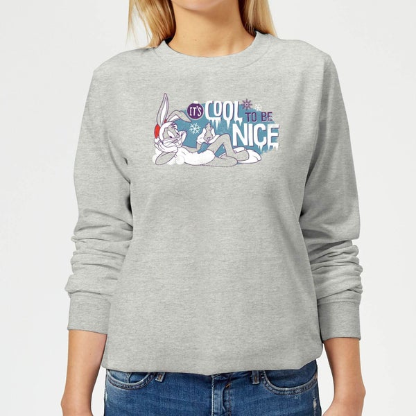 Looney Tunes Its Cool To Be Nice Damen Weihnachtspullover - Grau