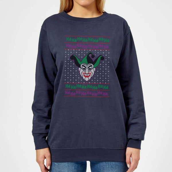 DC Joker Knit Pull de Noël Femme - Bleu Marine