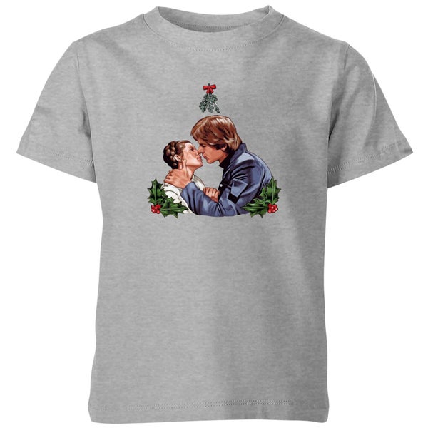 Star Wars Mistletoe Kiss Kids' Christmas T-Shirt - Grey