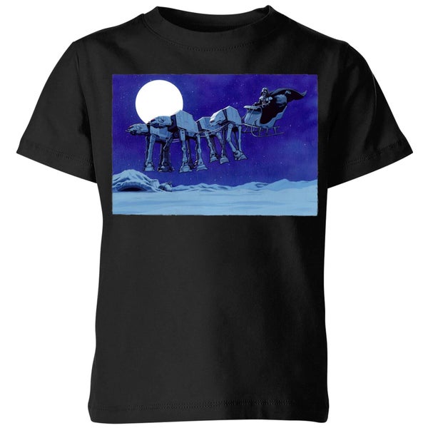 Star Wars AT-AT Darth Vader Sleigh Kids' Christmas T-Shirt - Black