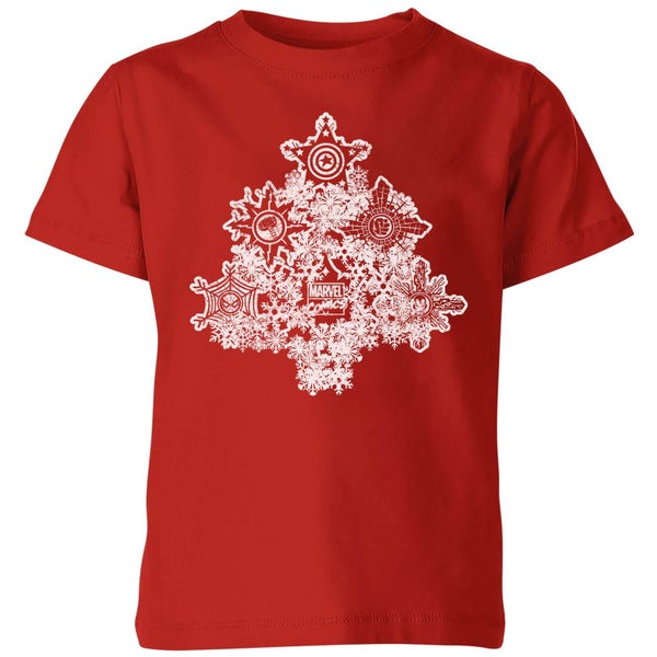 Marvel Shields Snowflakes Kids' Christmas T-Shirt - Red