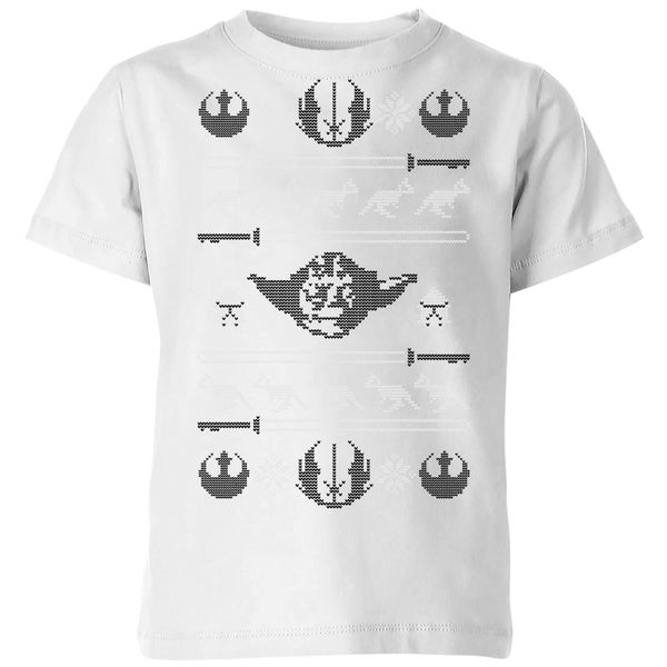 Star Wars Yoda Sabre Knit Kids' Christmas T-Shirt - White