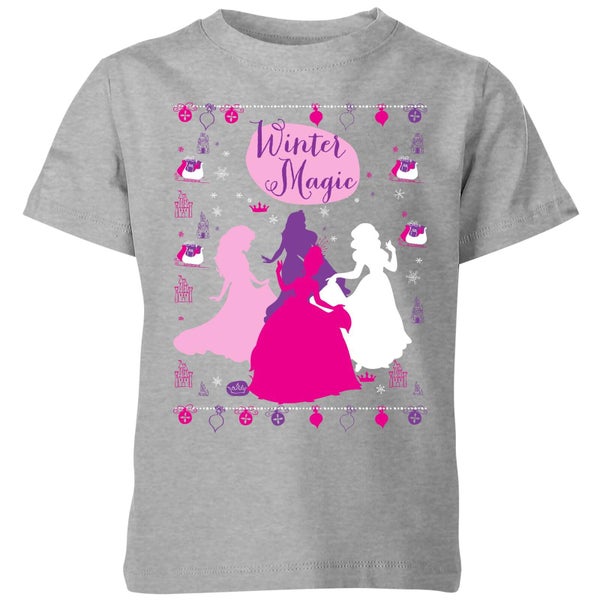 Disney Prinsessen Silhouetten kinder kerst t-shirt - Grijs
