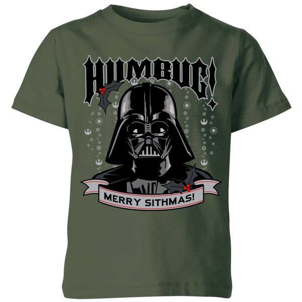 Star Wars Darth Vader Humbug Kids' Christmas T-Shirt - Forest Green