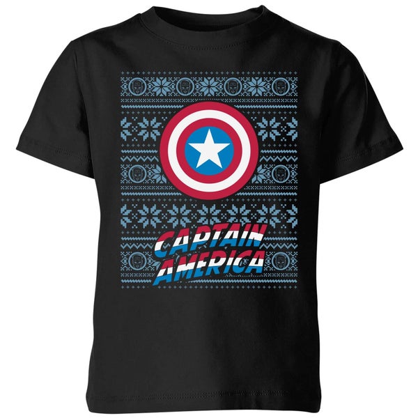 Marvel Captain America Kids' Christmas T-Shirt - Black