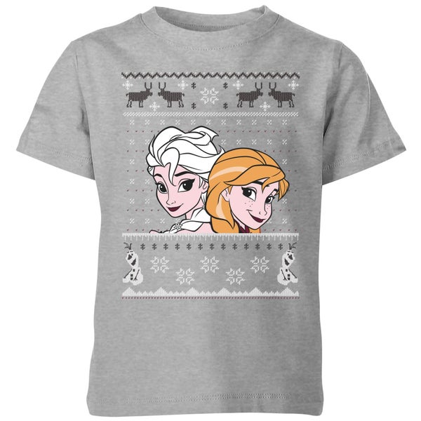 Disney Frozen Elsa and Anna Kids' Christmas T-Shirt - Grey